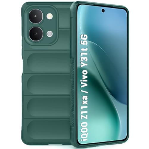 Image of TheGiftKart Liquid Silicon Back Cover Case for iQOO Z11xa / Vivo Y31t 5G | ShockProof Military Grade Protection | Micro-Fibre Cloth On Inner Side | Built-In Anti-Slip Grip Back Cover Case (TPU, Green)