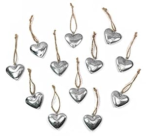 Marzoon 12x Zink Herz Anhänger mit Juteband