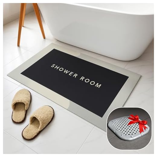 VITALIF® SÚPER Alfombrilla Baño Antideslizante de Diatomitas Premium | 60×40 cm | Alfombrilla Baño Secado Rápido | Suave y Super Absorbente | Incluye Filtro de Ducha | Alfombra de baño Gris