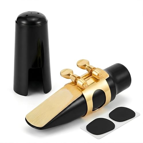 MoResolune Alto Saxophone Mouthpiece Kit with Cap and Gold Metal Ligature