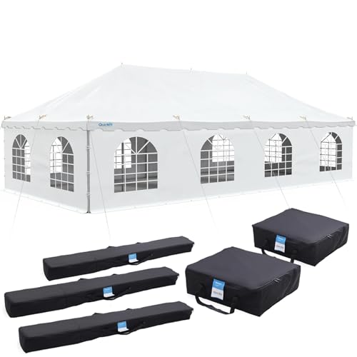 Quictent 20x40 Fire Retardant Pole Party Tents Heavy Duty PVC Vinly Pole Tent Wedding Party Canopy with Carry Bags 20'x40'