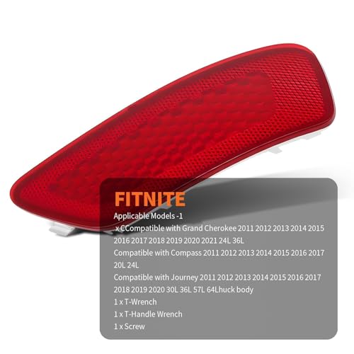 Image of Pair Left & Right Red Rear Bumper Reflector Light Compatible with Grand Cherokee 2012-2018 Compass 2011-2017 Journey 2012-2020 57010720AC 57010721AC