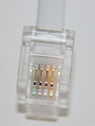 World of Data 10m RJ11 Male BT Broadband Cable ADSL Modem Router Lead - Gold Plated Contact Pins - High Speed Internet Broadband - Router or Modem to RJ11 Phone Socket or Microfilter - White