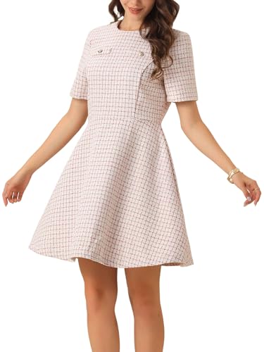 Robe en tweed Allegra K manches courtes style chic