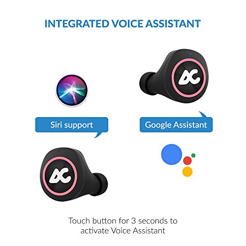 Image of AirBolt 505 True Wireless (TWS) Earbuds - Bluetooth 5.0, Full Touch Earphones, IPX5 Water Resistant, HD Stereo Sound, High Bass, InBuilt MIC, Upto 36 Hours Playtime with Charging Case (Pink + Black)