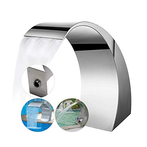 Maogou Fuente de Piscina de Acero Inoxidable Fuentes de Piscina Plateadas para Piscinas enterradas Jardín Cascadas al Aire Libre Estanque de Descenso Transparente Decoración de características de AGU