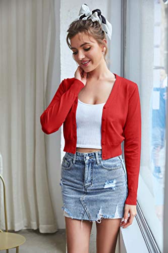 Lightweight Open Front Bolero Shrug Knit Sweater Red Size M Cl2000-4 #TOP1