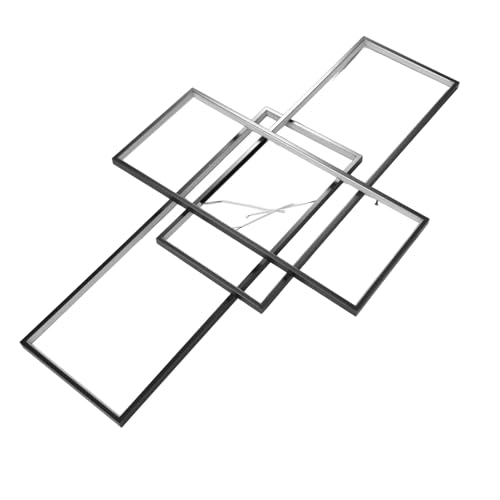 Lustre rectangulaire LED salon plafonnier 3 couches noir avec télécommande - 3