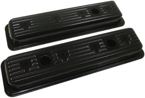 1987-UP Compatible/Replacement for Chevy/GMC 5.0L & 5.7L Center Bolt Steel Valve Covers w/Bolts - Black