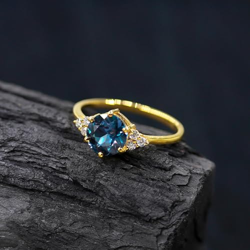 Vintage 18K Yellow Gold Alexandrite Engagement Ring - Genuine Moissanite - D Color (VVS1) Wedding Ring, Alexandrite Bridal Promise Ring for Women , Anniversary & Valentine's Day Proposal Ring, June Birthstone Gifts (QS-AL-23)4