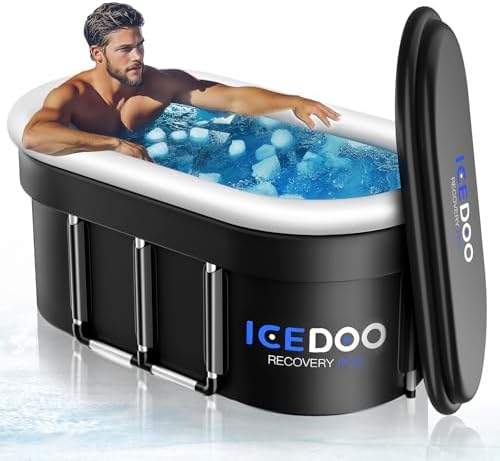 Wxtkkom Upgraded 175 Gal XXL Large Oval Ice Bath with Air Ring, Multi-Layered Portable Cold Plunge Tub for Athletes, Foldable & Inflatable Cold Tub Recovery at Home, Outdoors,Gym Use Bathtubs.