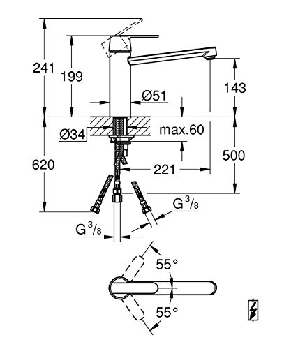 Grohe 30197000, Miscelatore Lavello a collo Medio