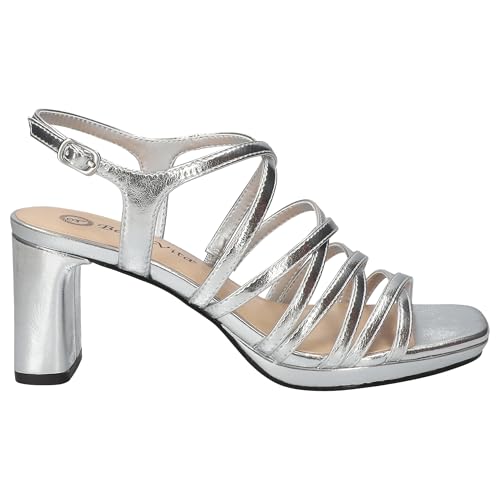 Bella Vita Women's Damsel Block Heeled Sandal, Silver Metallic, 9.5 - image 3