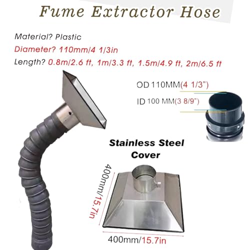 Kit de manguera flexible para extracción de polvo, brazo de extracción de humo de 1,5 m con capucha de acero inoxidable para soldadura, soldadura, laboratorio, filtración de aire