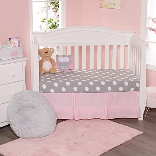 Image of 2 Pack Fitted Crib Sheets for Girls in 100% Jersey Knit Cotton - Baby Girl Crib Mattress Sheets in Pink and Purple Heart and Polka Dot Designs by Everyday Kids; Sweet Baby Girl Nursery Theme
