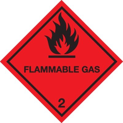 Class 2 Flammable Gas Warning Diamond Self Adhesive Vinyl 100mm x 100mm
