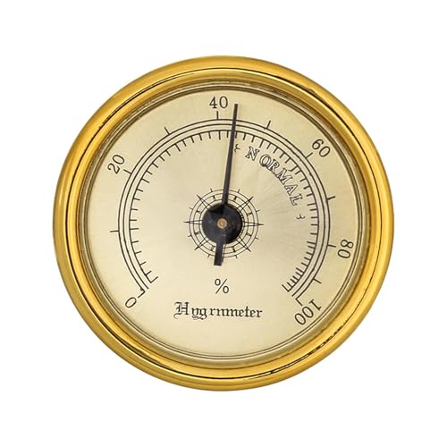 Analoges Hygrometer Aus Messing-Zigarren Humidore Hygrometer Luftfeuchtigkeitsmesser,Analoges Humidor-Hygrometer Mit Magnet Auf Der Rückseite, Feuchtigkeitstester, 45 Mm Mechanisch, Hohe Genauigkeit