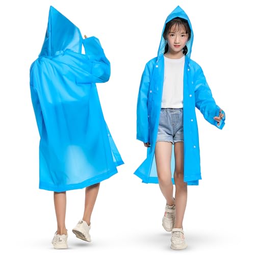 Image of HACER Raincoat Waterproof Full Length Hood & Pockets Rainwear for Kids- (Blue, Free Size, 1 Pc)