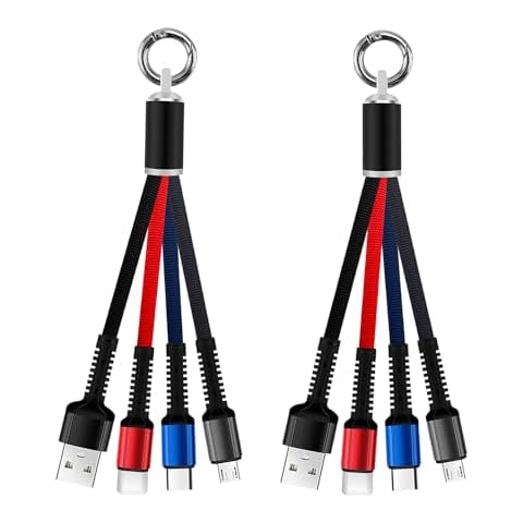Laugwey Portable Multi Keychain Short Charging Cable,3 in 1 Short Charging Cable,0.5FT Short Charge Cord, Short 3 in 1 USB Cable for Travel Powerbank (2Pack) Cover