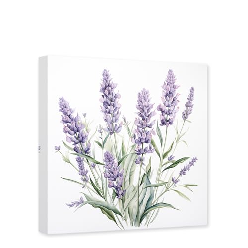 CCWACPP Lavender Canvas Wall Art Purple Flower Pictures Wall Decor Floral Plants Painting Poster Bathroom Bedroom Decor Frame (Lavender - 1, 12L x 12W)