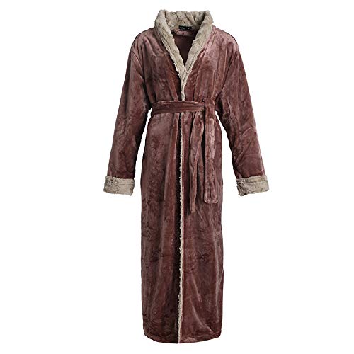 Albornoz para regalo de parejas bata de franela cálida LMMSHA invierno marrón L
