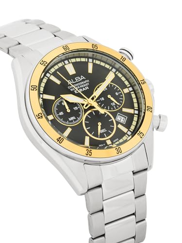ALBA Stainless Steel Men Analog Wristwatch At3J19X1, Black Dial, Silver Band - Image 3