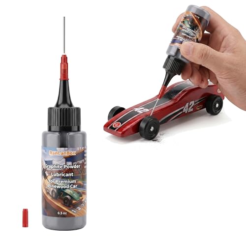 Graphite Powder Lubricant 0.5oz Dry Lube for Pinewood Cars Door Hinge & Lock Lubricant Reduces Friction Increases Speed Compatible with Derby Car Weights Wheels & Axles