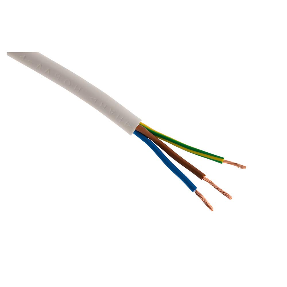 Zenitech Câble d'alimentation électrique HO5VV F 3G2,5 Blanc 10m