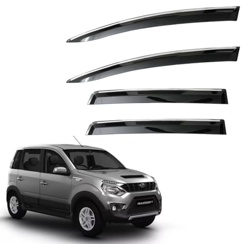Image of CAR SAAZ Non-Breakable Smoke Door Visor for Nuvo Sport (2016-2020)| Sun, Rain Wind Deflector | Strip Side Door Rain Visor - Set of 4 Pcs