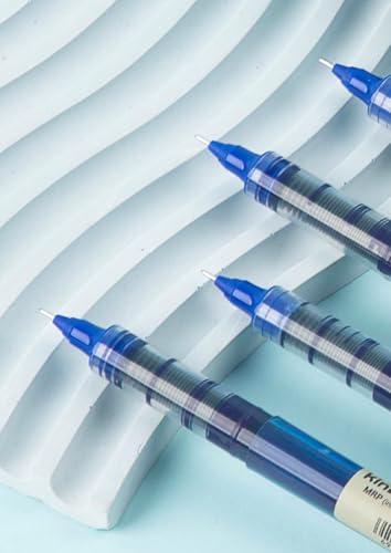 Image of Kinbor WAVE Roller Ball Pens - 0.5mm Fine Point, Blue, Pack of 5 - Smooth Writing Pens with Visible-Ink Window, Quick-Drying, Smudge-Free Gel-Ink Pens for Office, School, and Journaling