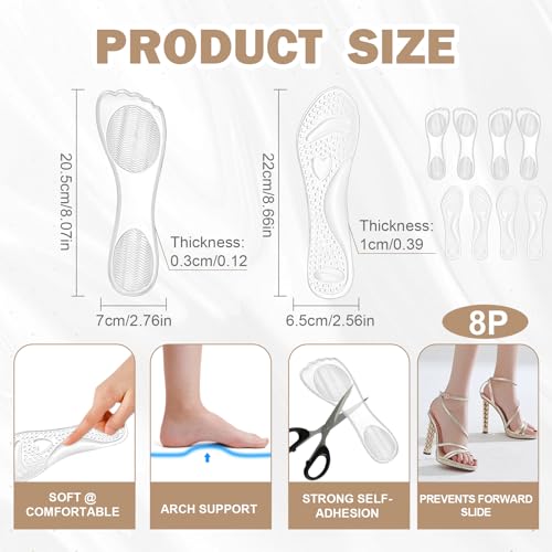 Plantillas de gel autoadhesivas para mujer 3/4 (4 pares) miniatura 2