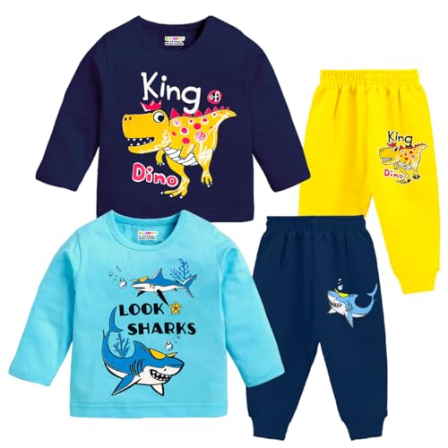 Image of Kuchipoo Kids Regular Fit Cotton T-Shirts and Pyjamas Set