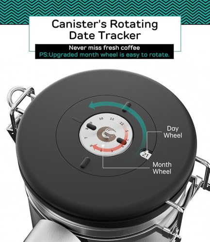 Image of Coffee Gator Coffee Canister, 2pack 22oz Airtight Stainless Steel Kitchen Food Storage Container with Date Tracker, Scoop for Sugar, Grounds, Beans,Tea, Cereal, Flour, Cookies Jars - Gray&Silver
