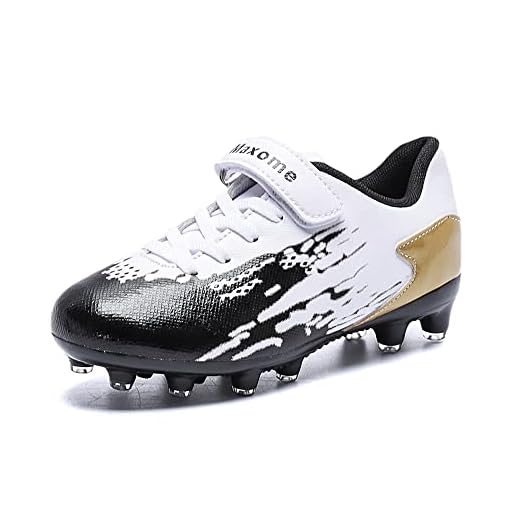ziitop Kids Soccer Shoes for Boys Girls Youth Football Cleats Outdoor & Indoor Baseball Shoes, Lightweight Breathable Conical Studs, Running & Training for Students (Little Kids/Big Kids) BlackGold