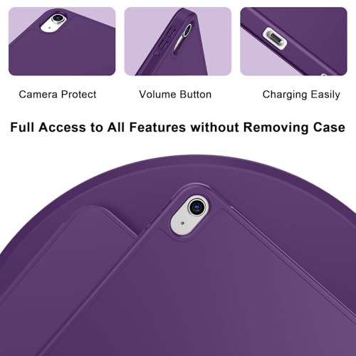 Image of ToaPoia Case for iPad (A16) 11 Inch 2025 /iPad 10th Generation 10.9 Inch 2022, Slim Trifold Stand Protective Cover with Pencil Holder and Soft TPU Back,Support Auto Sleep /Wake (Dark Purple)