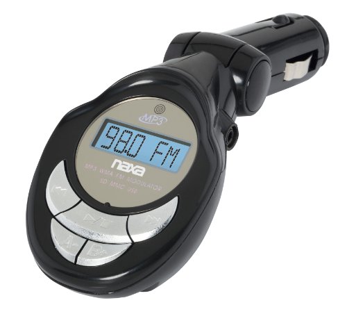 NAXA Electronics MP3/WMA FM Modulator/Transmitter with LCD Screen, (Black)