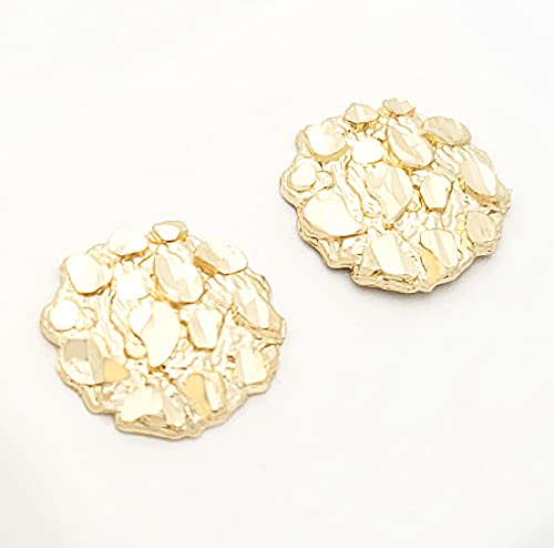 Mens 10k Yellow Gold Nugget Earrings Round Nugget2