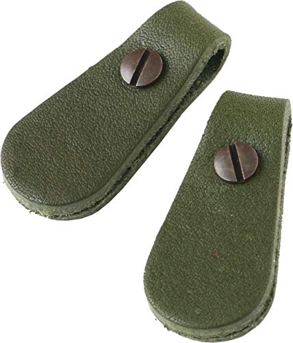 NBK 本革 ファスナー引き手パーツ サークル型 ネジ式カシメ付き 約17mm×35mm グリーン LSC-G