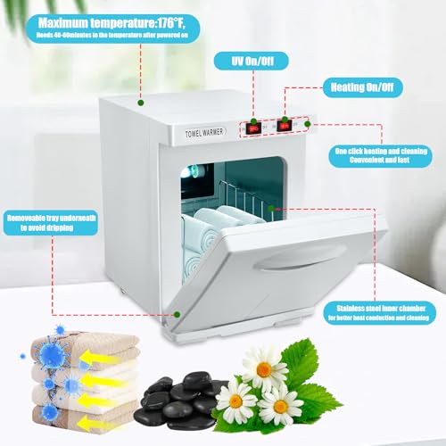 Scaldasalviette Sterilizzatore 5L Armadio Di Disinfezione Uv Per Asciugamani, 176°F Armadio Per Asciugamani Caldi Per Salone Di Parrucchiere Bagno Bellezza Ufficio Casa Palestra (Bianco) - 4