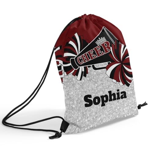 Cheerleader Dark Red Black Personalized Drawstring Backpack Sports Gym Bag for Girls Water Resistant Yoga Sackpack String Bag Birthday Gift4
