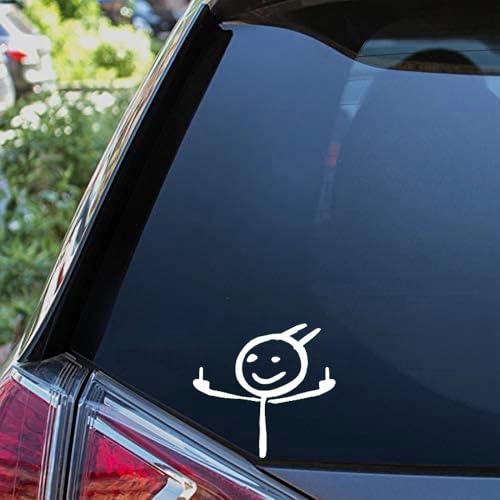 Fuck You Funny Meme Decal Middle Finger Window Bumper Decal Sticker Suitable for Car Truck Door Laptop 2Pack (White)