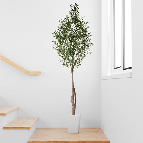 PASCH® Künstlicher Olivenbaum (210 cm) - Stilvoll & Naturgetreu | Künstliche Pflanzen groß | Kunstpflanzen groß: Olive Tree | Olivenbaum künstlich groß für EIN mediterranes Ambiente