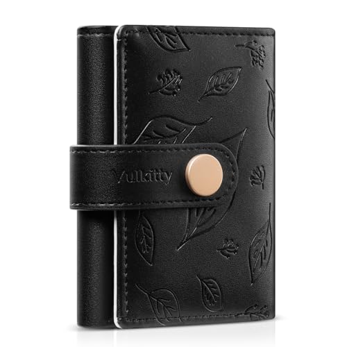 Small Wallet for Women, Trifold Leather Cute Womens Wallet with ID Window, RFID Blocking Security Ladies Wallet, Ultra Slim Compact Card Holder, Stylish Thin Women's Wallet, Black