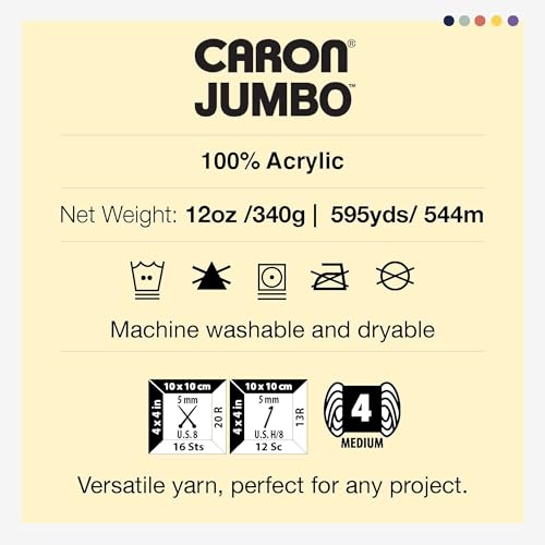 كارون خيوط جينز جامبو بالوان متدرجة من كار - عبوتان 340 غرام/12 اونصة - 100% اكريليك - #4 صوفي (مقاس M) - 595 ياردة - للحياكة/الكروشيه