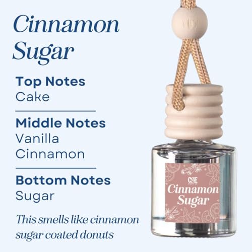Image of CANDECraftCo Car Air Hanging Fragrance Oil, Car Auto Freshener for Essential Oils, Scents Fragrance Aromatherapy Automobile Diffuser, Long Lasting (Cinnamon Sugar)
