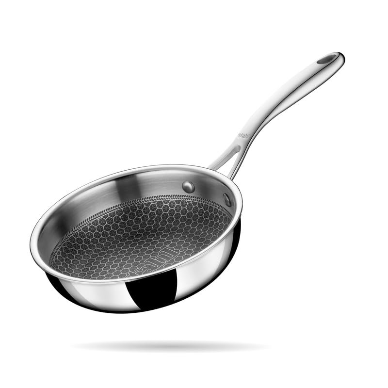 Stahl Artisan Hybrid Triply Frying Pan Without Lid 0.6 L, 16 cm, Induction Base Non Stick Fry Pan, Stainless Steel Frying Pan