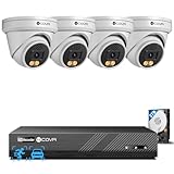 4COVR CCTV Camera Systems 5MP PoE, 2 Way Audio, Smart Color Night Vision, Human Vehicle Detection, 4X 5MP Security Dome IP Camera IP67 Outdoor, 8CH 4K NVR 2TB for Home 24/7 Recording, ELY97KA5M0804 - Image 1