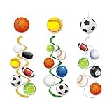 21 Pcs Sports Hanging Swirl Decorations Include Basketball Football Baseball Soccer Tennis Hockey Sp