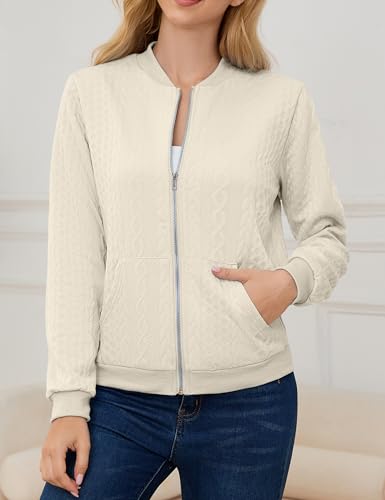 Image of Womens Full Zip Up Cardigan Sweater Casual Solid Long Sleeve Sweatshirt Coat with Pocket