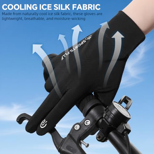 Image of Proberos Sun Protection Gloves for Men UPF 50+ Summer UV Protective Bike Riding Driving Golf Open Finger Tips